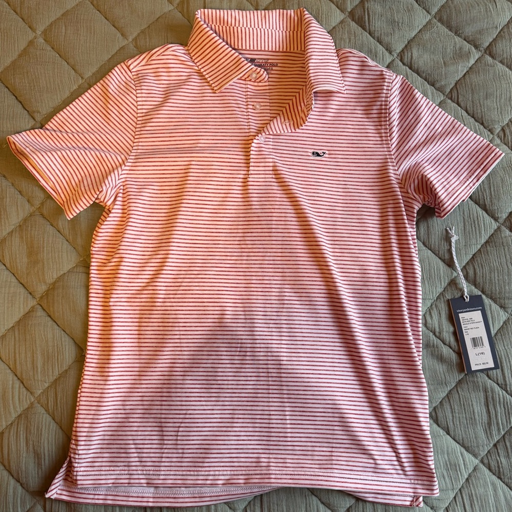 Boy's Vineyard Vines Red and White Striped Polo